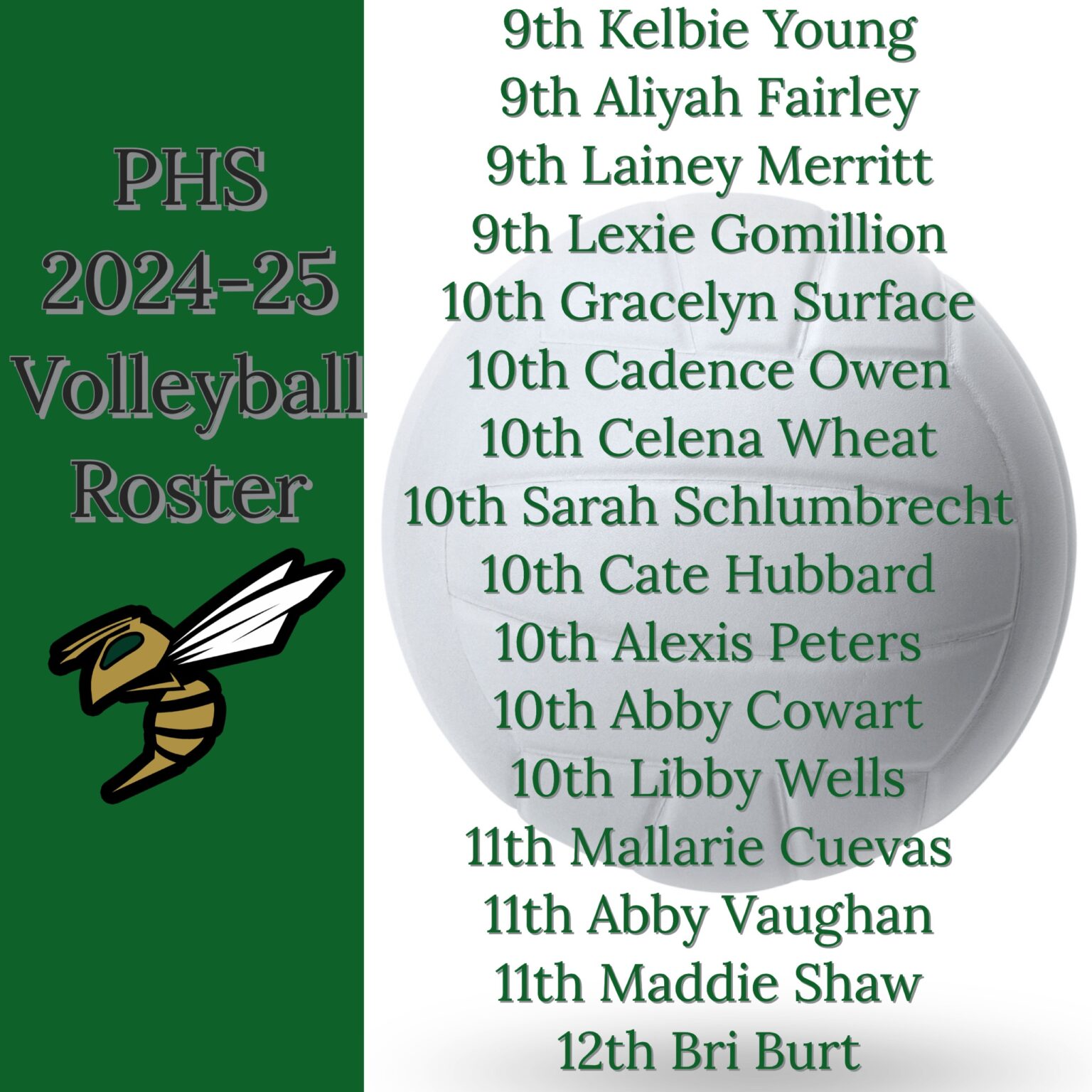 PHS 20242025 Volleyball Roster Poplarville School District