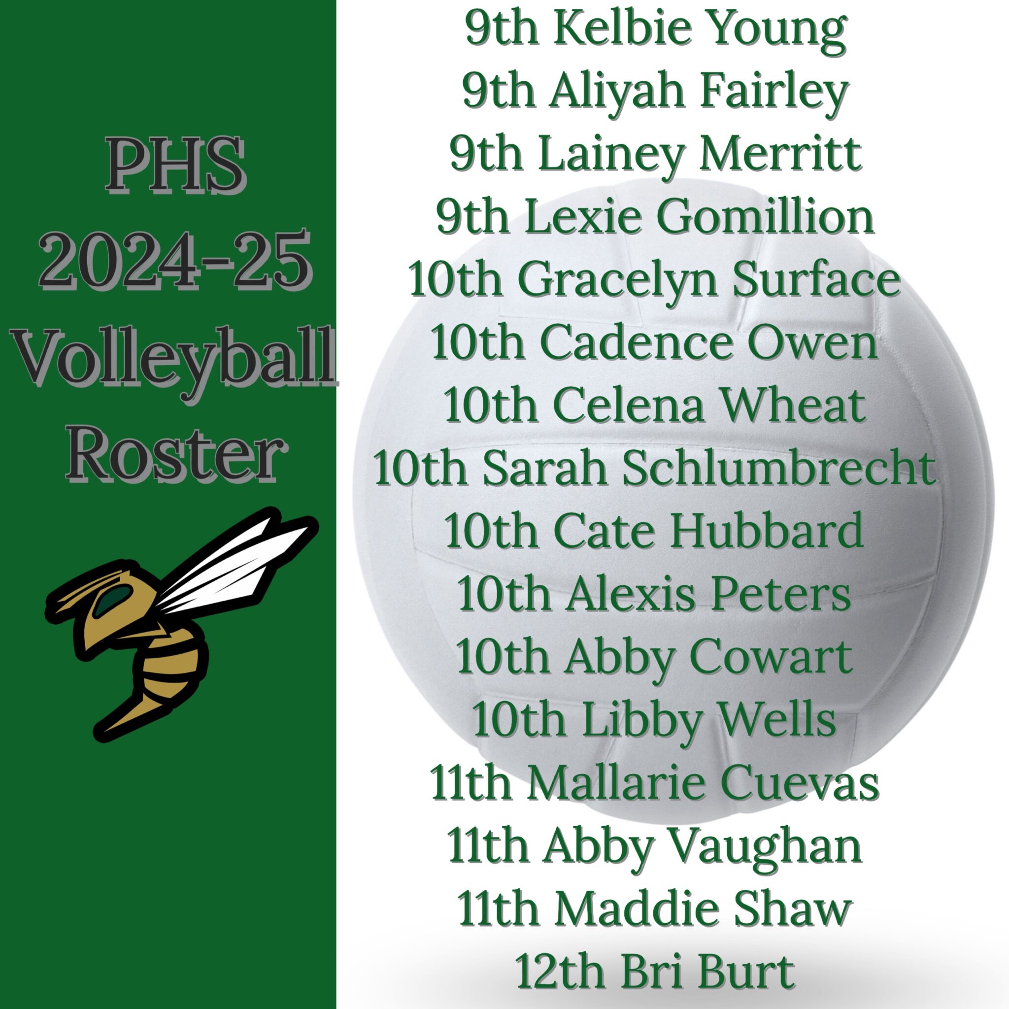 PHS 20242025 Volleyball Roster Poplarville School District
